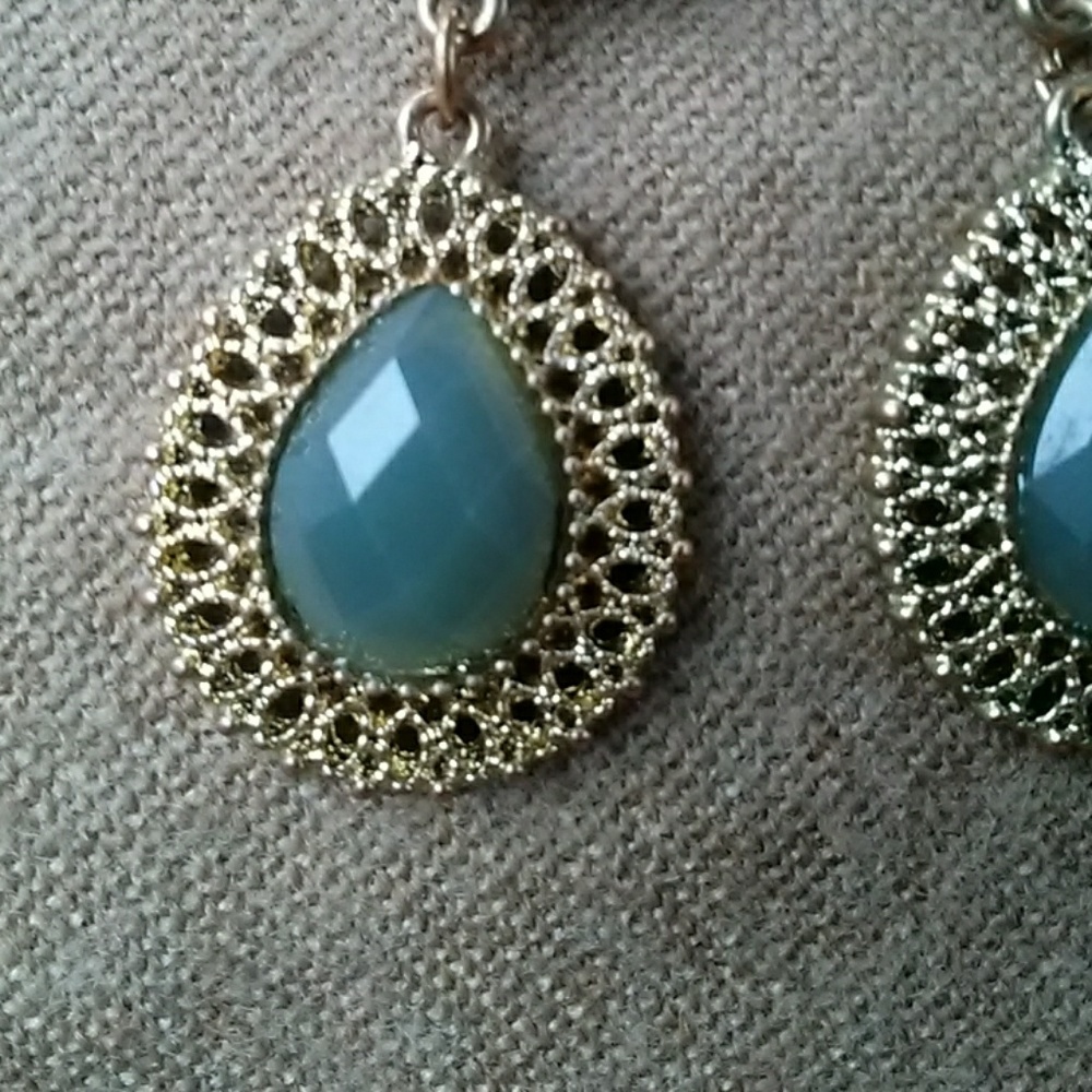 Pretty Double Stone Dangle Earrings - image 2